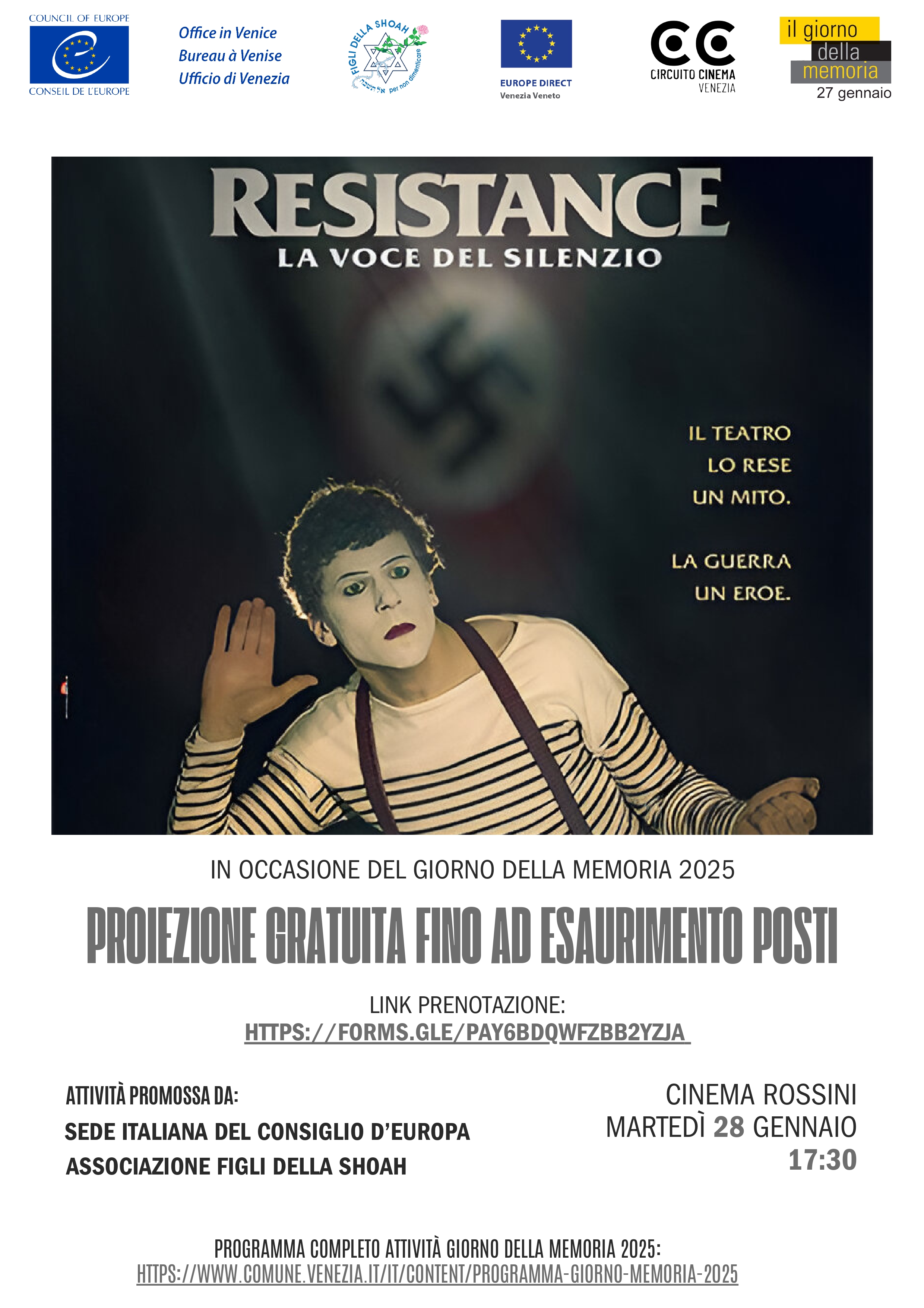 Proiezione del film "Resistance. La voce del silenzio" a Venezia